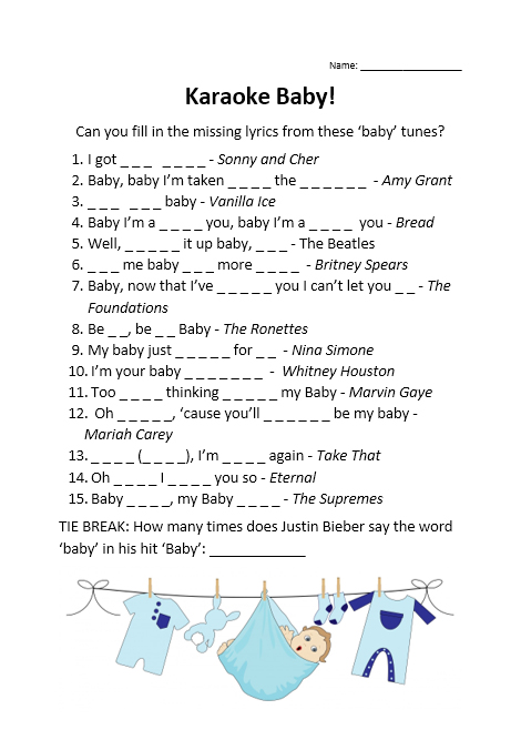 Missing lyrics baby shower game baby boy picture