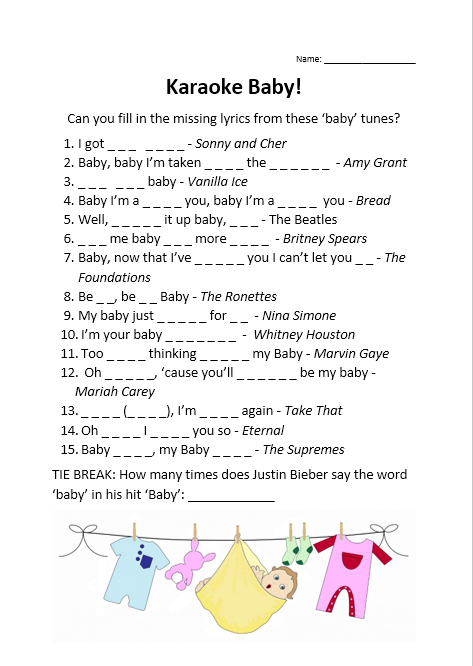 Missing lyrics baby shower game neutral picture