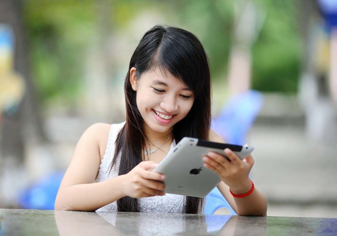 Picture of girl on tablet computer