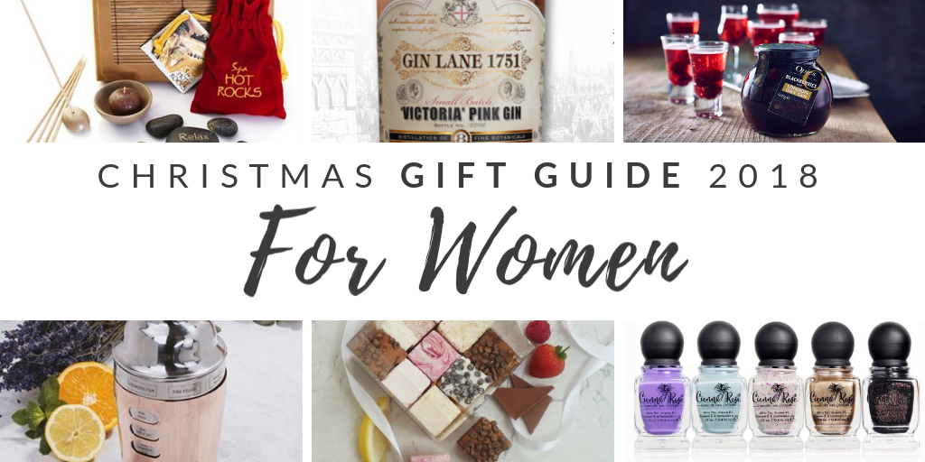 Pictures of Christmas Gift ideas for Women with blog post title across
