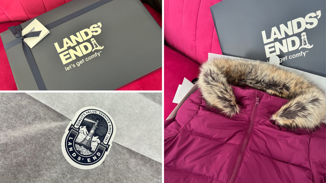 Picture of unboxing Lands' End Hooded Maxi Down coat