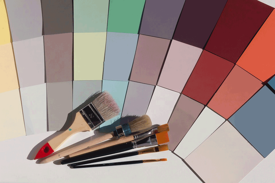 Picture of colour swatches and paintbrushes