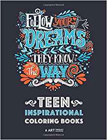 Picture of front cover of Follow your dreams teenage colouring in book