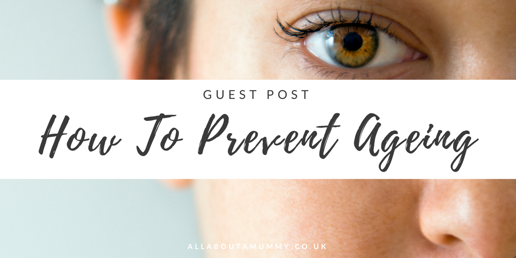 How to prevent ageing blog headline with woman's face behind in close up