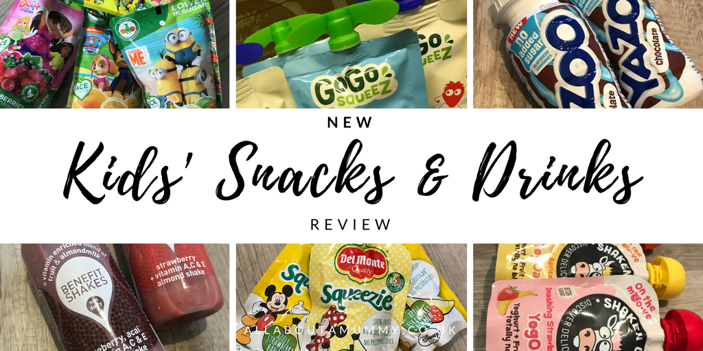 Picture montage of the kids drinks and snacks on review