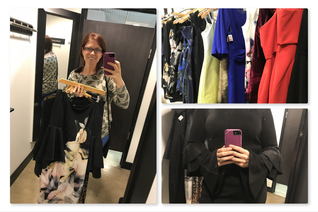 Picture montage of clothes shopping