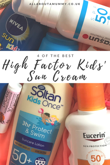 4 of the best: High factor kids' sun cream review title with bottles behind