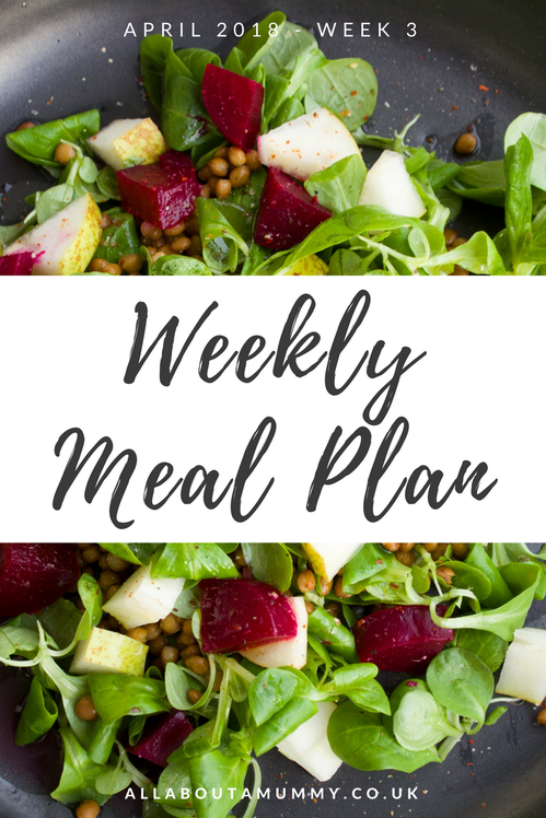 Picture of salad bowl with Weekly Meal Plan title across