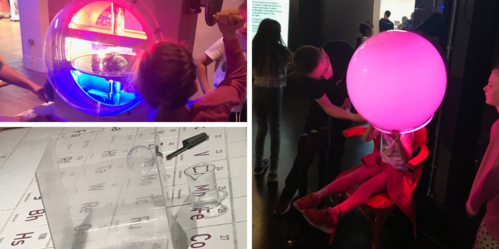 Pictures of interactive exhibits at Wonderlab at The Science Museum