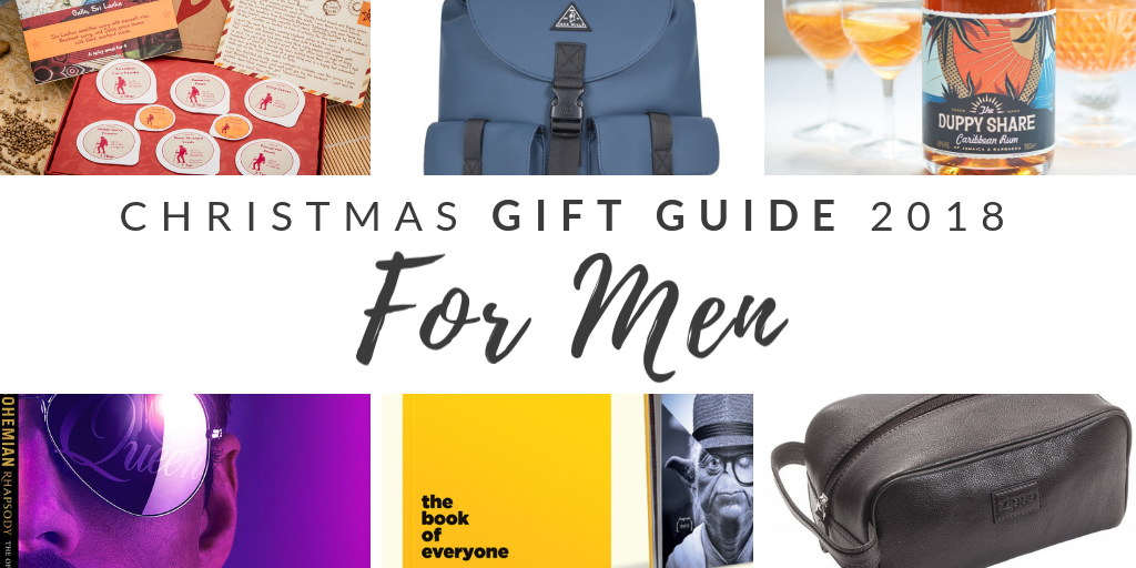 Picture of Christmas Gift Guide for Men gifts with blog posts title across